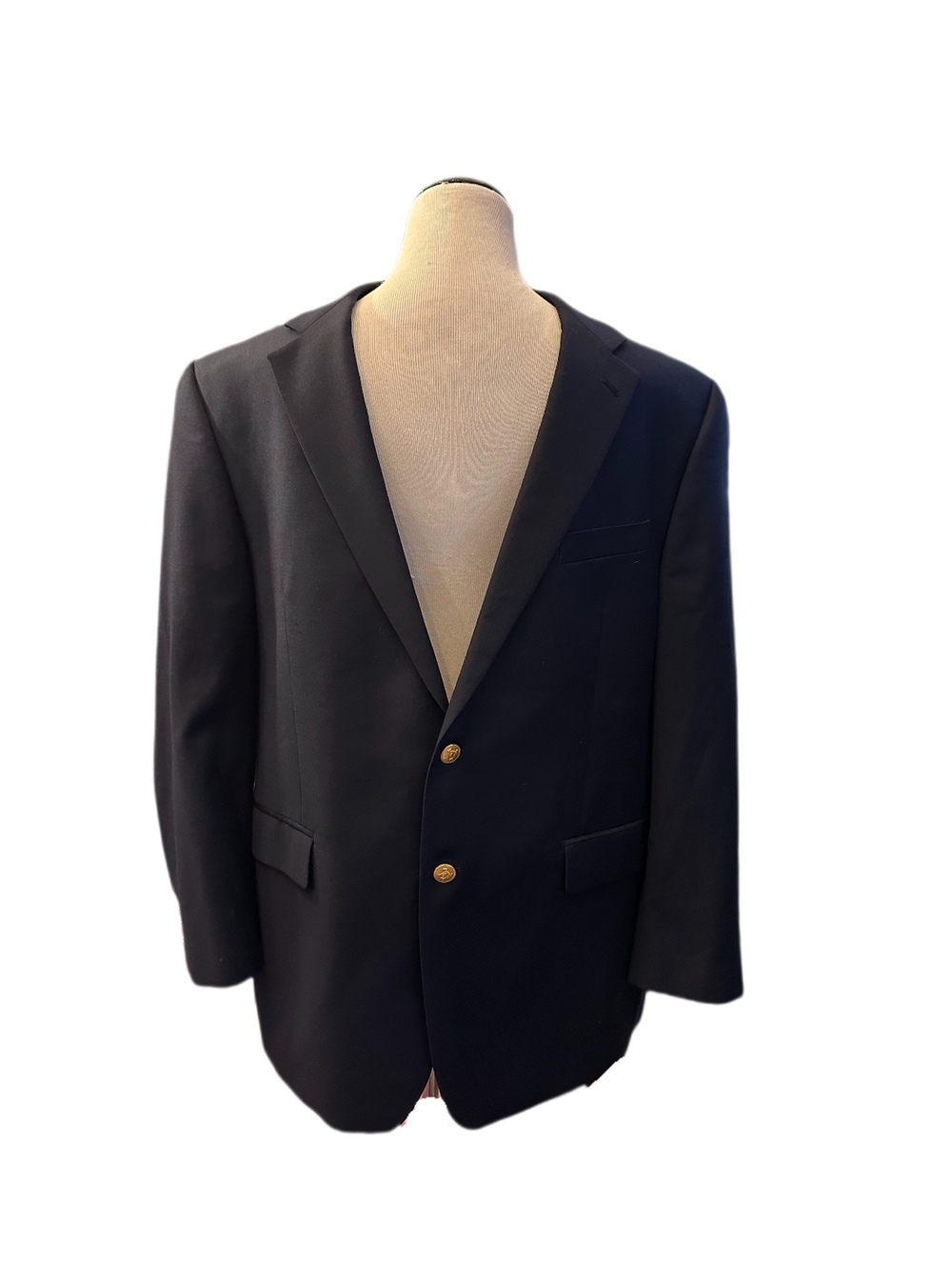 Lauren Ralph Lauren Navy 100% Wool Blazer Gold Button Sz 44R